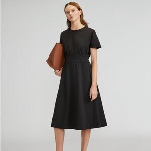Everlane black gathered organic cotton midi dress